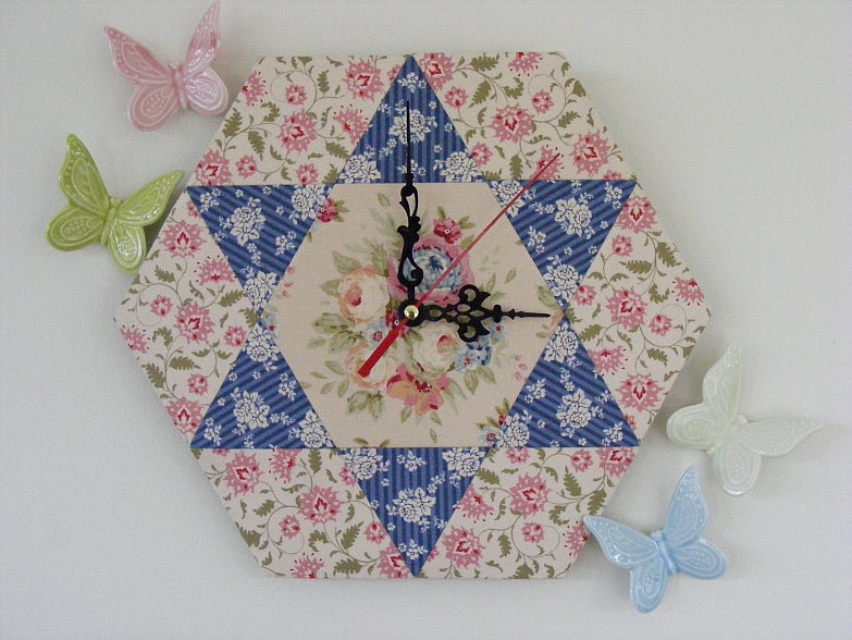 Floral Hexi Wall Clock