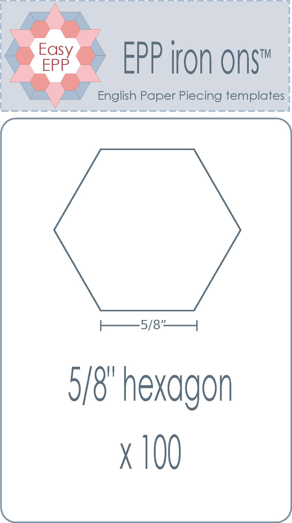 Easy EPP Iron-Ons - Hugs 'n Kisses - 5/8 inch Hexagons